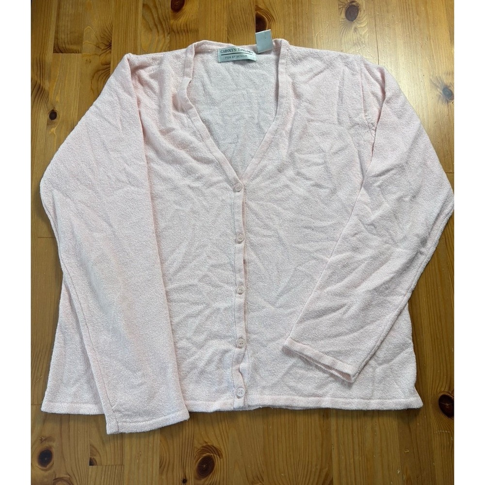 Vintage Women's Carolyn Taylor Light Pink Cardigan Size M